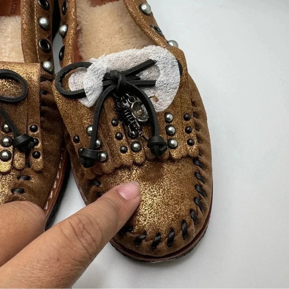 Coach Metallic Gold Rexy Roccasin Slip On Flats Size 7 - Picture 10 of 11